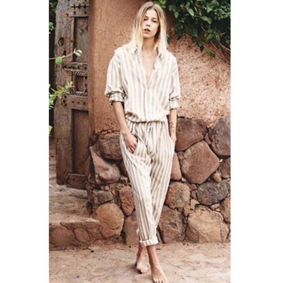 Marrakeshi Life Mikael Striped Utility Boilersuit Jumpsuit S 4/6 Blush C… - Picture 1 of 9